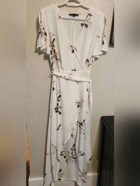 Dynamite White Floral Wrap Maxi Dress